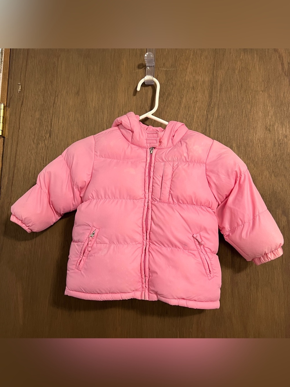Toddlers Pink Puffer Hooded Jacket Lightweight Warmth Size 24 Months